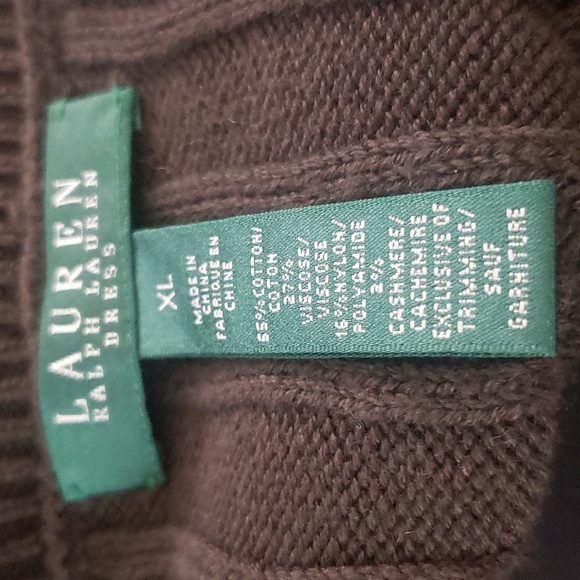 R L Equestrian XL Old Money Knit Midi Preppy Cashmere Cotton Olive Sweater Dress - Picture 3 of 4